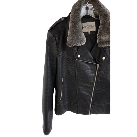 Rachel Roy Faux Leather Moto Jacket XL w/ Removable Fur Collar - Picture 4 of 16